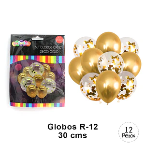 SET GLOBOS GOLD 12 unid (30 cm)