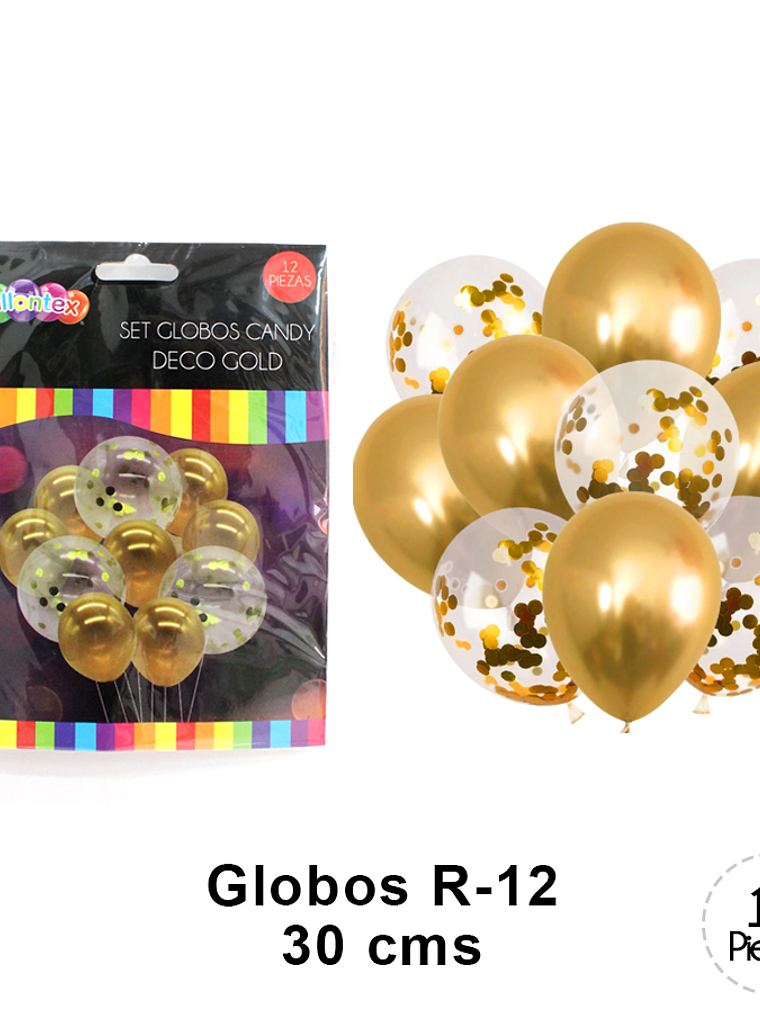 SET GLOBOS GOLD 12 unid (30 cm) 1