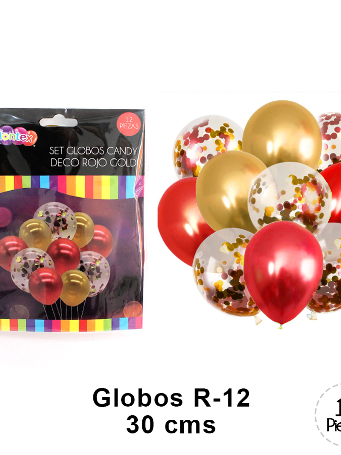 SET GLOBOS ROJO GOLD 12 unid (30 cm) 1