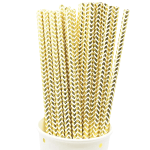 Bombilla Polipapel Dorada Lineas Zigzag