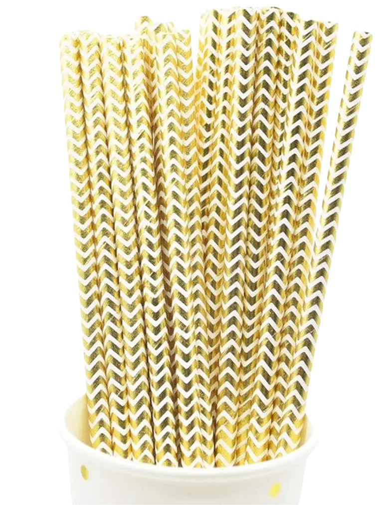 Bombilla Polipapel Dorada Lineas Zigzag 1