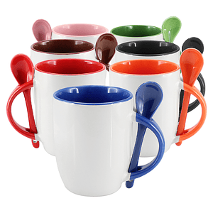 Tazón Cerámico Sublimación con cuchara 330cc