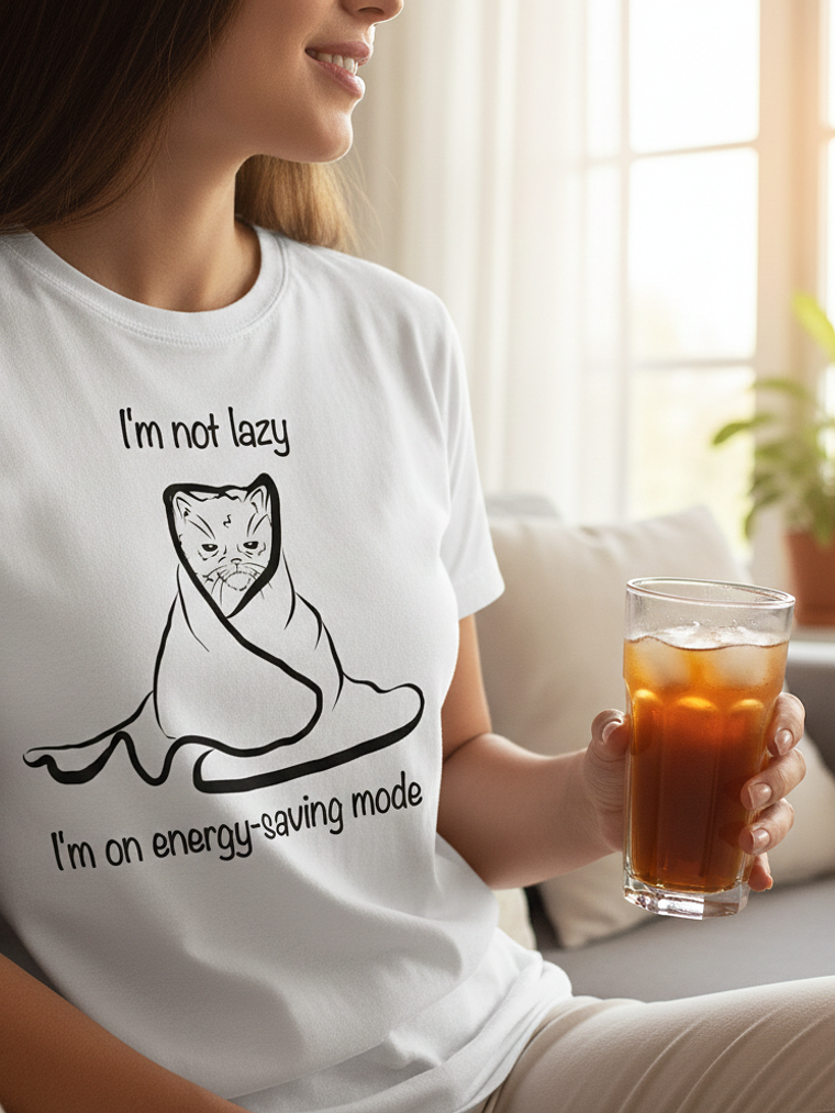 Polera Im not lazy cat - Mujer  1