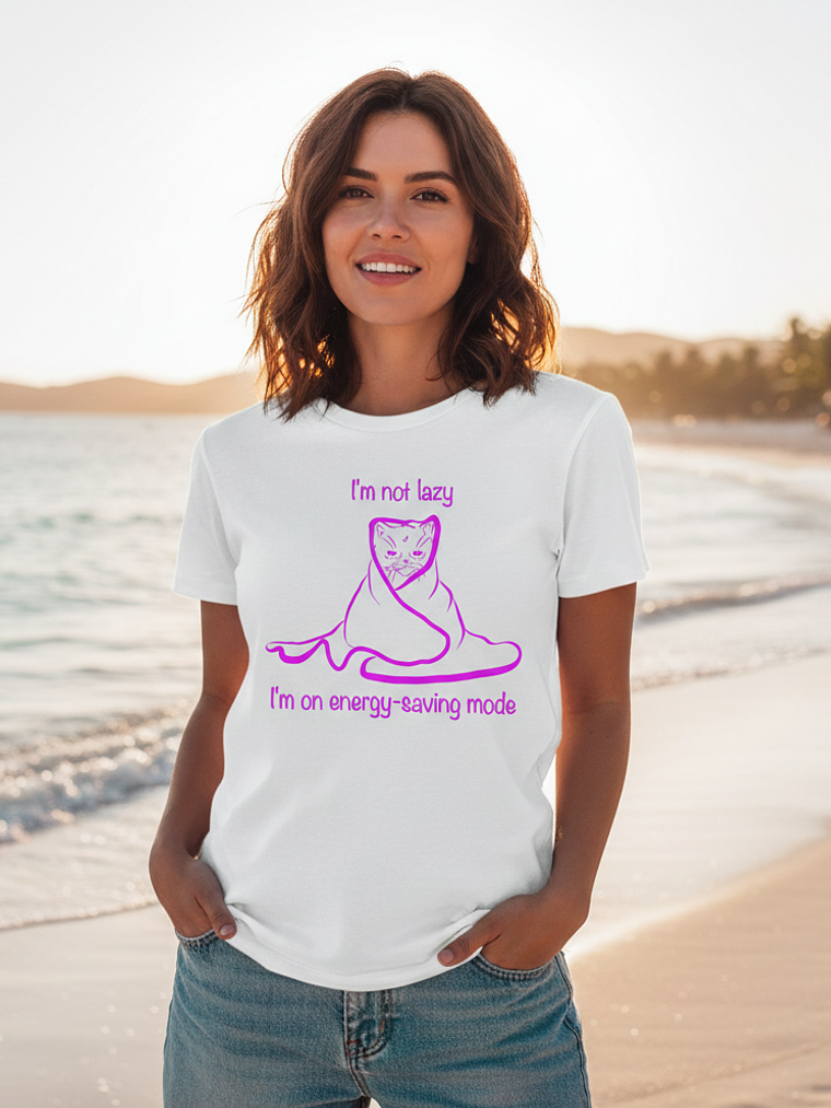Polera Im not lazy cat - Mujer  2