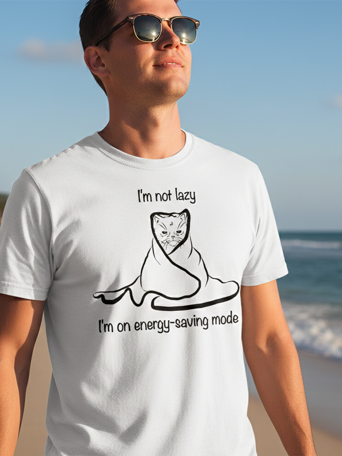 Polera Im not lazy cat - Hombre 1