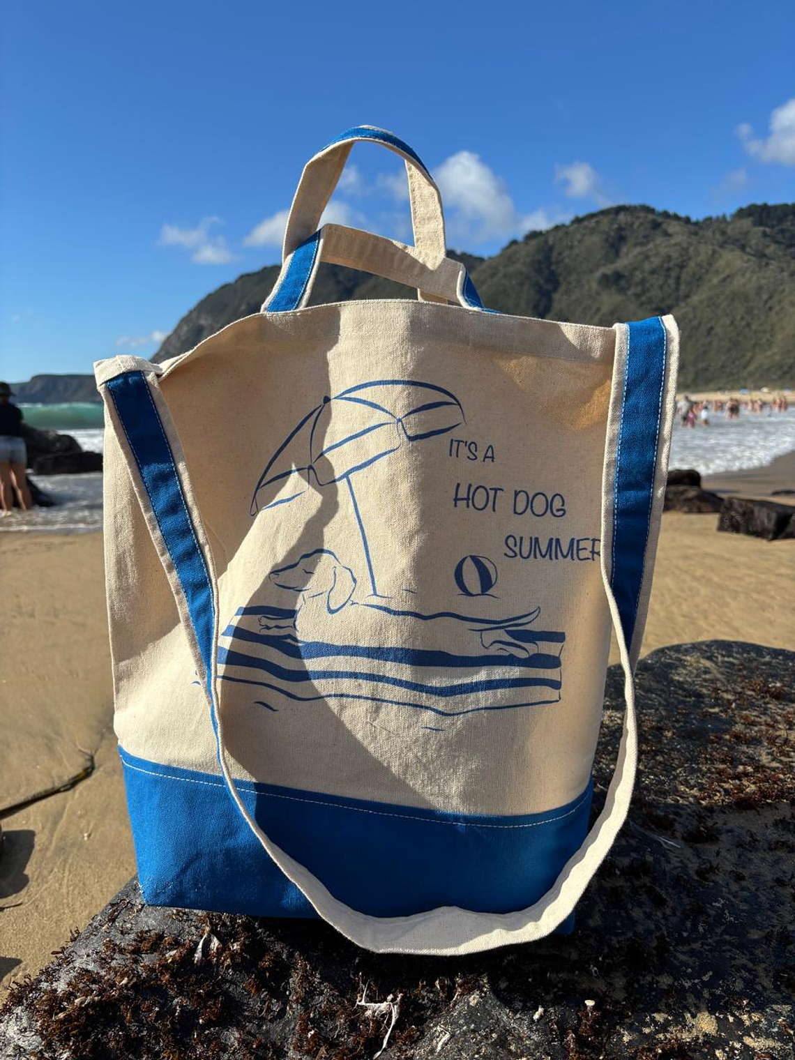 TOTE AZUL EXTRA GRANDE 50x42x19 cm - Salchicha Verano 2