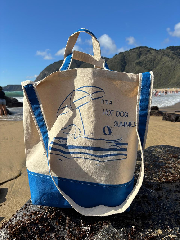 TOTE AZUL EXTRA GRANDE 50x42x19 cm - Salchicha Verano 2