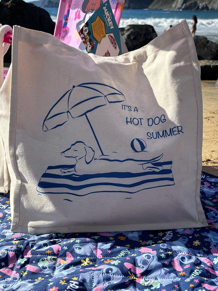 TOTE DE ALGODÓN ADULTO 40x40x20 cm - Salchicha Verano 1