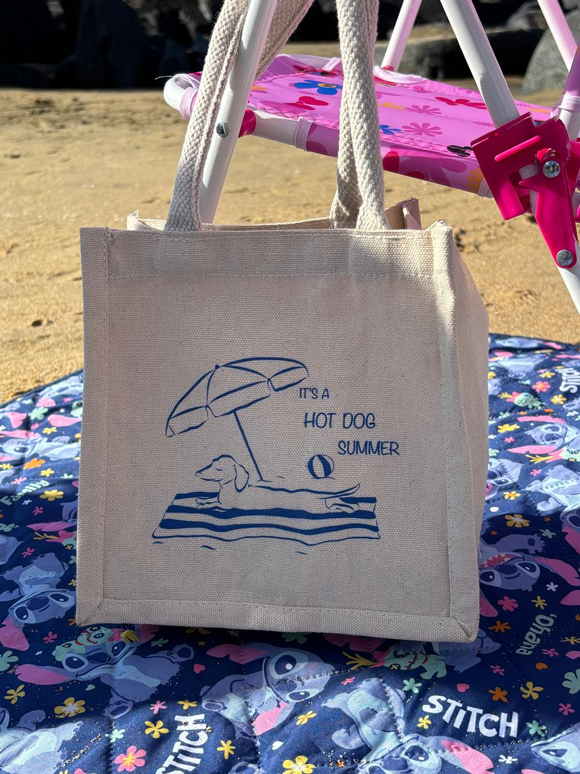 TOTE DE ALGODÓN INFANTIL 20x20x15 cm - Salchicha Verano 1