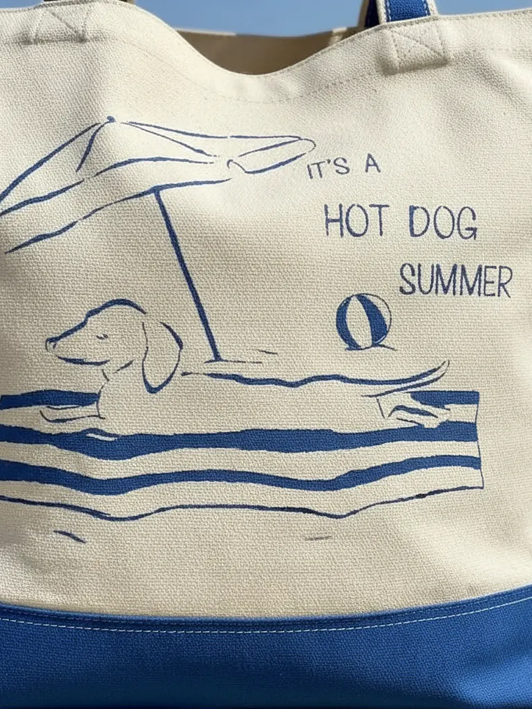 TOTE AZUL EXTRA GRANDE 50x42x19 cm - Salchicha Verano 4