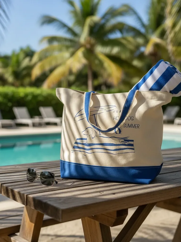 TOTE AZUL EXTRA GRANDE 50x42x19 cm - Salchicha Verano 3