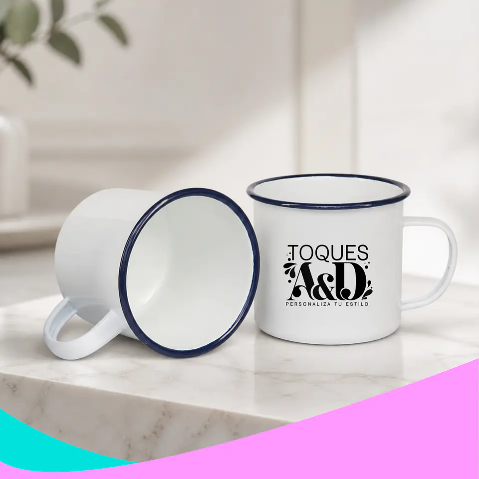 TAZÓN ENLOZADO 12oz BORDE DE COLOR 6