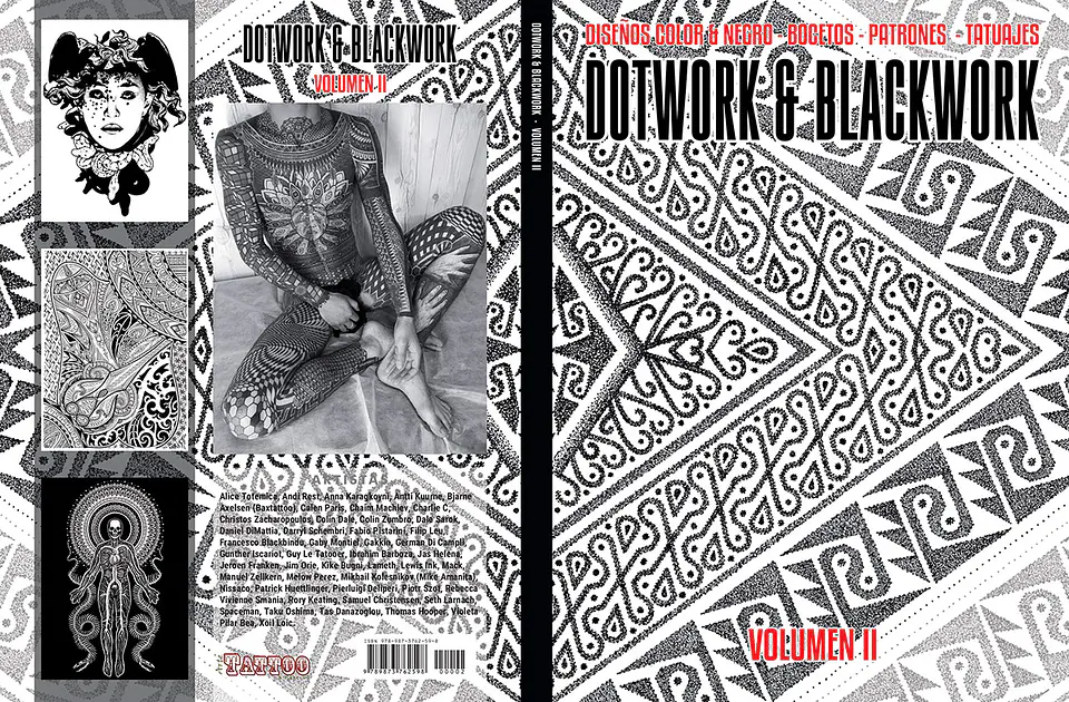 LIBRO DOTWORK & BLACKWORK (VOLUMEN 2) - DISEÑOS COLOR & NEGRO, BOCETOS, PATRONES Y TATUAJES. 1