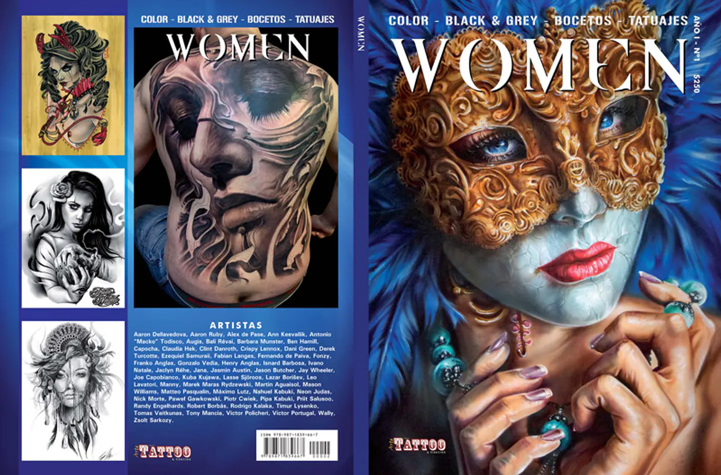 LIBRO WOMEN - COLOR, BLACK & GREY, BOCETOS Y TATUAJES. 1