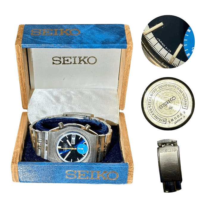 Seiko - Chronograph “Blue Eye” - Black/Blue - Automatic - 6139-8020 1