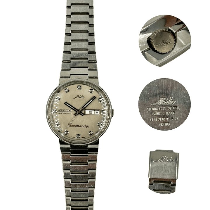 Mido Ocean Star Commander Automatic – Esfera Silver Diamond Dial – Calendario Day-Date  1