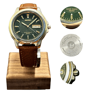 Seiko Quartz 7N43-8309 – Esfera Verde – Day-Date – 37mm