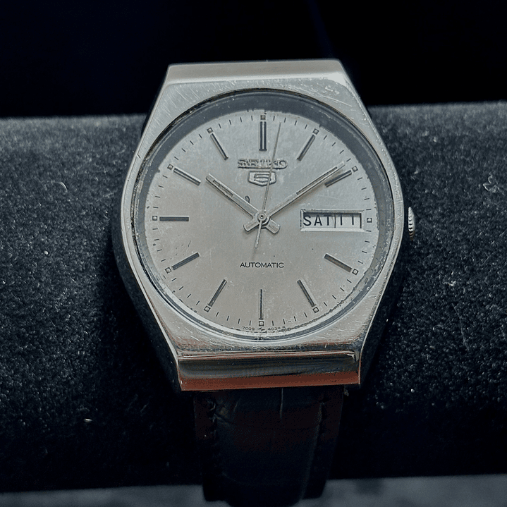 Seiko 5 Automatic 6309-510A – Esfera Plateada – 37 mm – Vintage 6