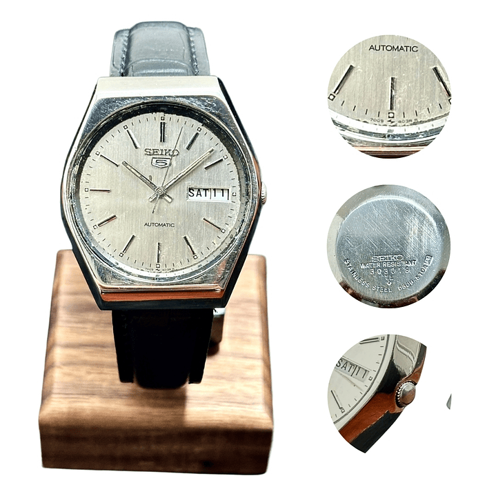 Seiko 5 Automatic 6309-510A – Esfera Plateada – 37 mm – Vintage 1