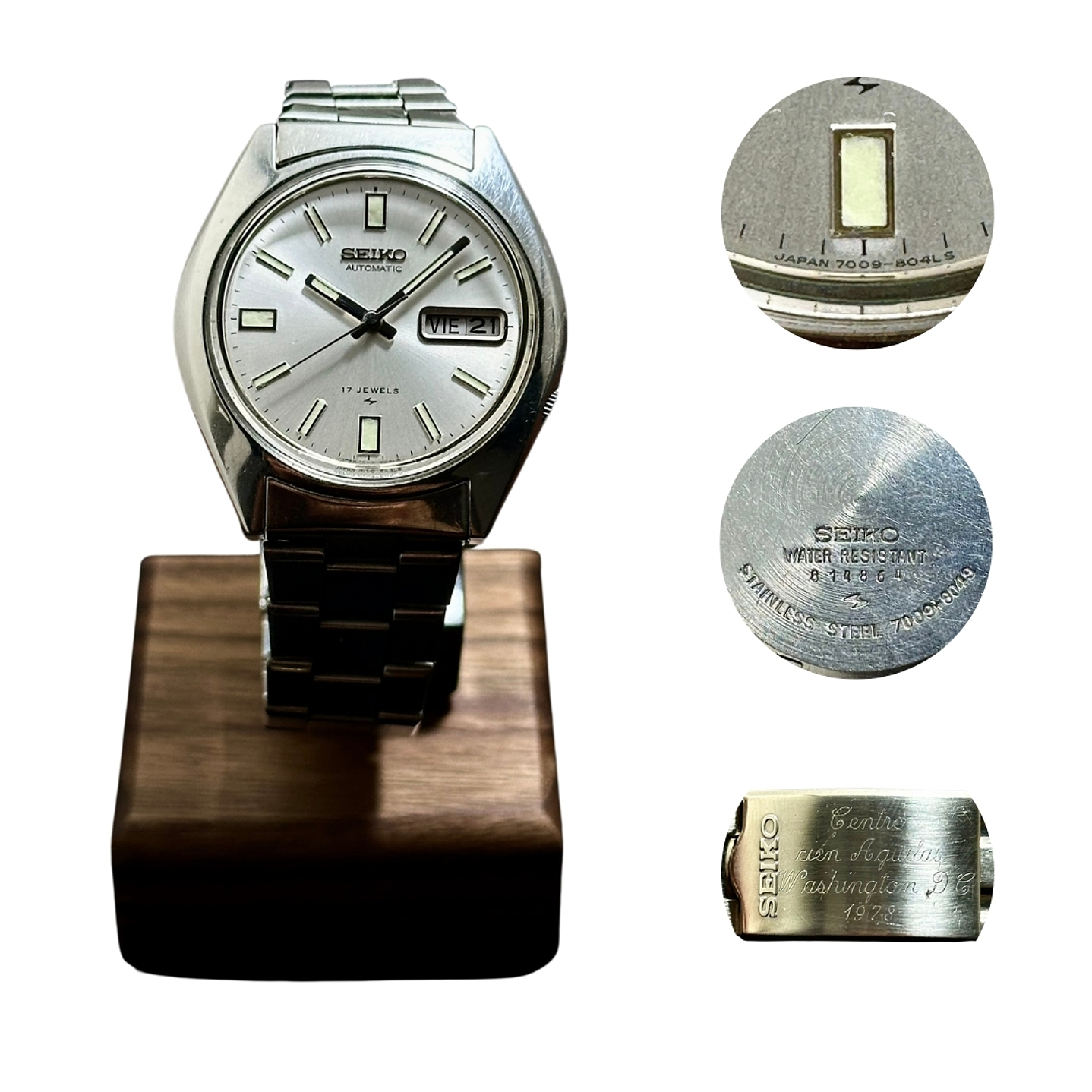 Seiko Automatic 7009-8049 37mm – Esfera Plateada – Día/Fecha – Vintage 1978 1