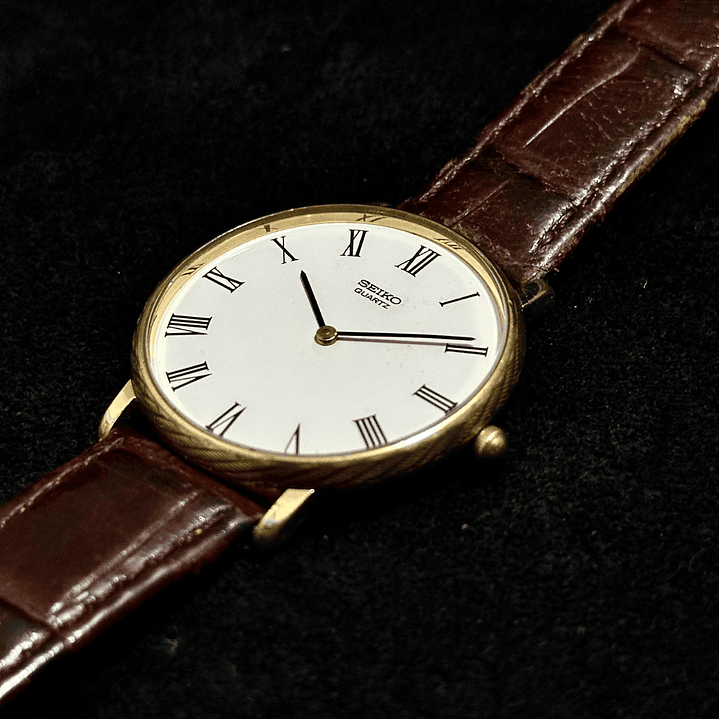 Seiko Quartz SQ – White Roman Dial Gold Tone Quartz 37mm – 7800-9029 5