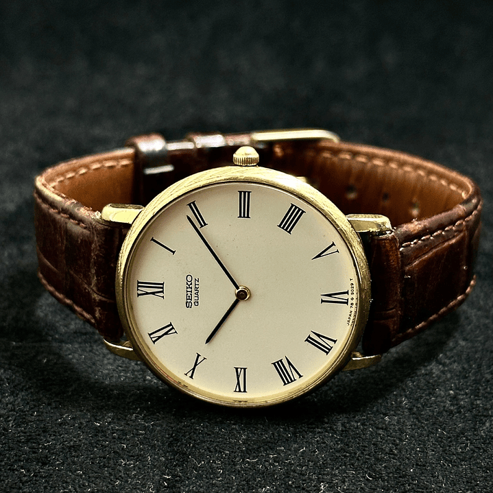 Seiko Quartz SQ – White Roman Dial Gold Tone Quartz 37mm – 7800-9029 6