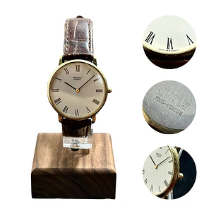 Seiko Quartz SQ – White Roman Dial Gold Tone Quartz 37mm – 7800-9029