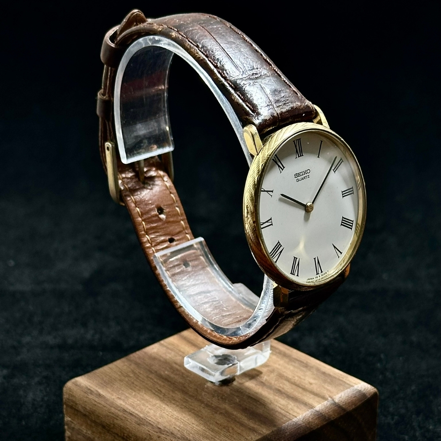 Seiko Quartz SQ – White Roman Dial Gold Tone Quartz 37mm – 7800-9029 2