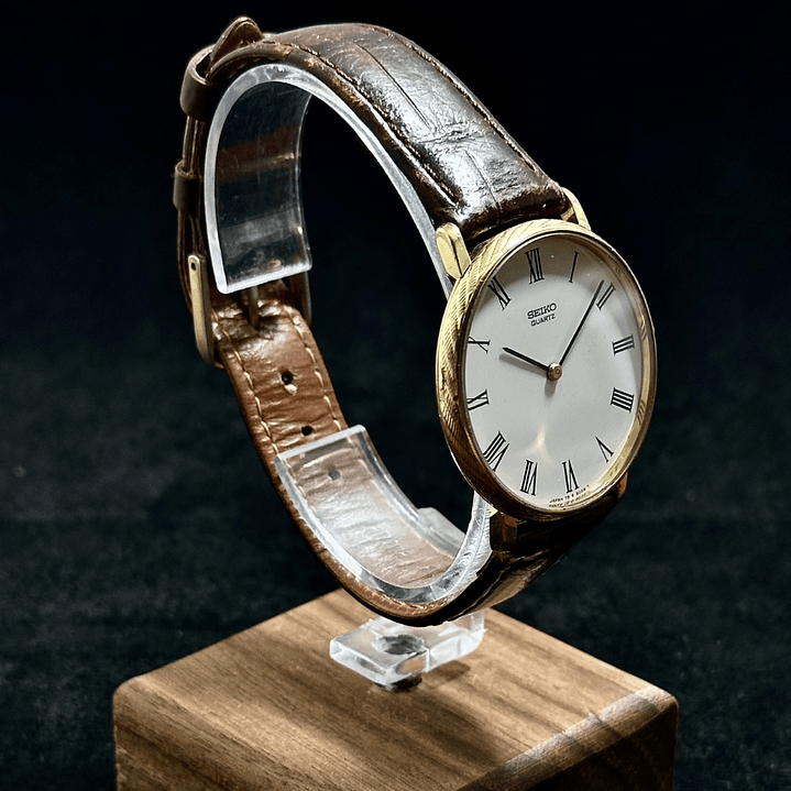 Seiko Quartz SQ – White Roman Dial Gold Tone Quartz 37mm – 7800-9029 2