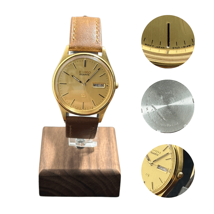 Seiko Quartz SQ - Gold Dial Day-Date Quartz 37mm - 5Y23-8049 1