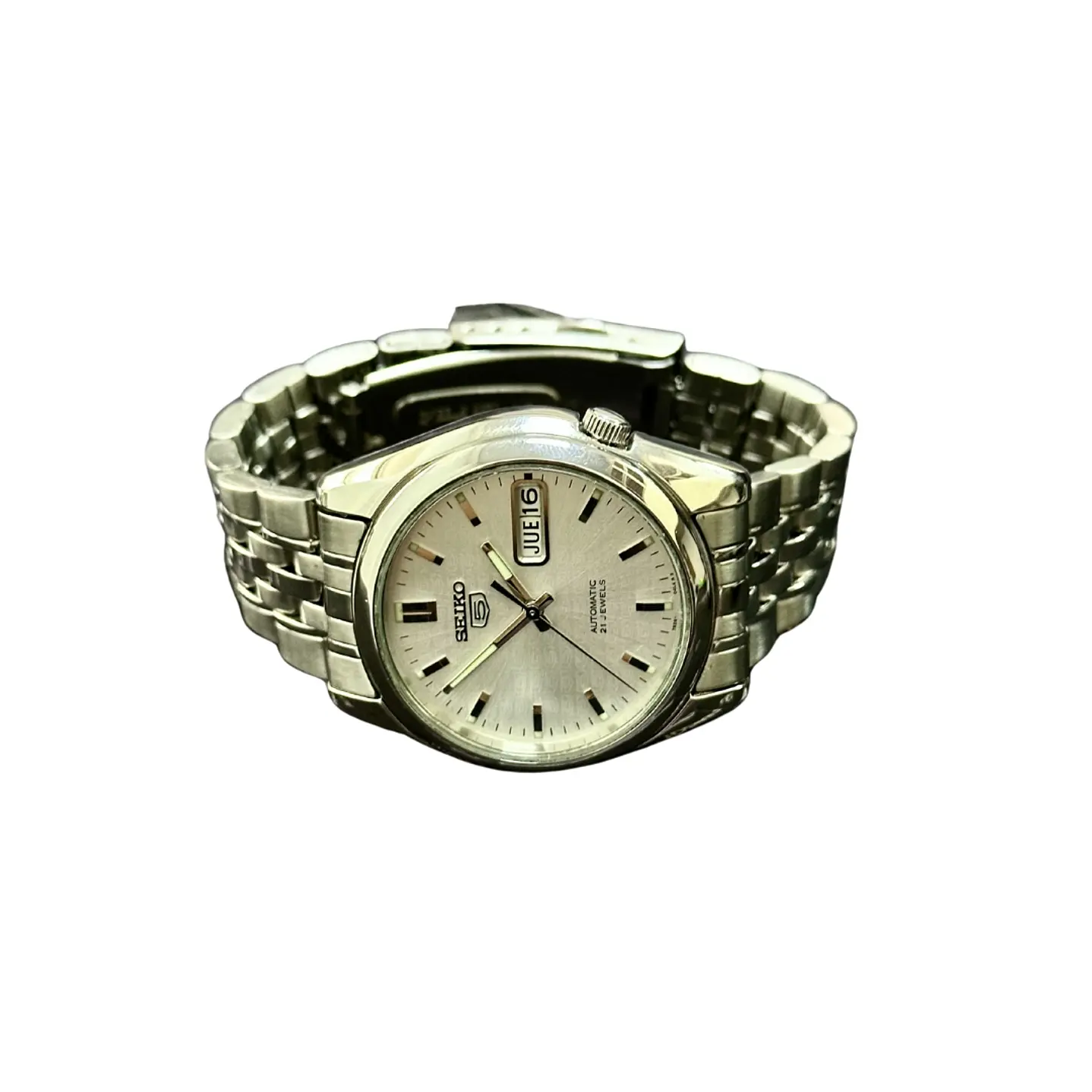 Seiko 5 – Silver Dial Classic – Plateado Sunray – Automático – 37mm – SNK355K1 4