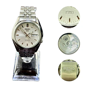 Seiko 5 – Silver Dial Classic – Plateado Sunray – Automático – 37mm – SNK355K1