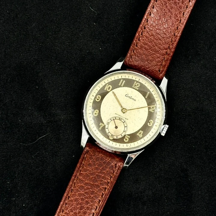 Certina – Bullseye – Esfera Bicolor Crema/Tabaco – Cuerda Manual – 38mm – Vintage ca. 1950s 6
