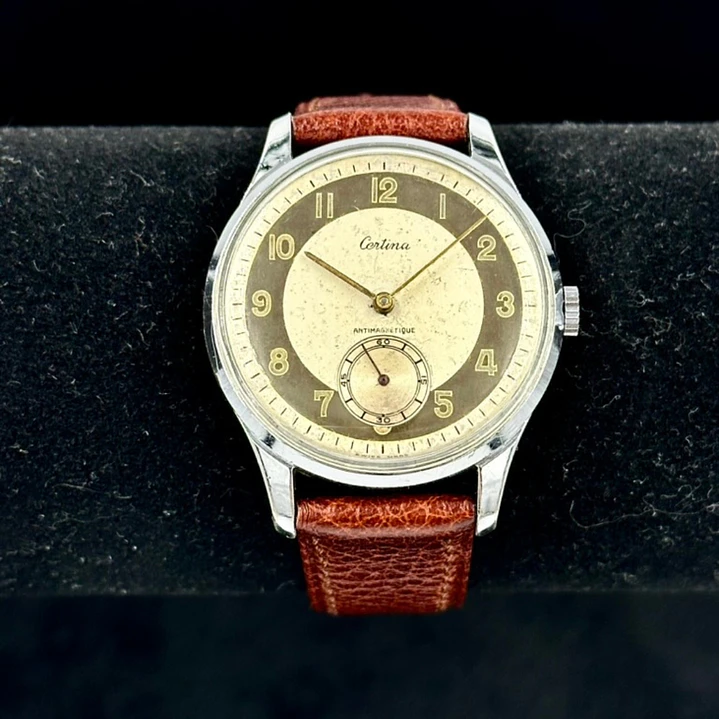 Certina – Bullseye – Esfera Bicolor Crema/Tabaco – Cuerda Manual – 38mm – Vintage ca. 1950s 4