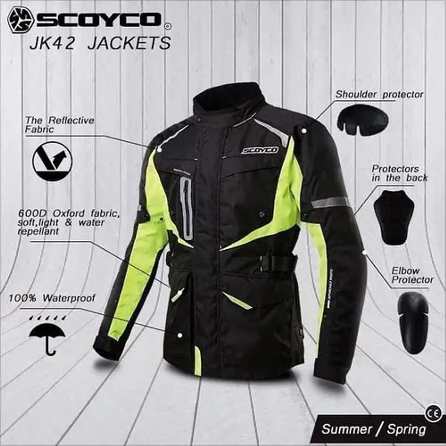 Chaqueta Moto Scoyco Jk42 Reflectante Waterproof 5