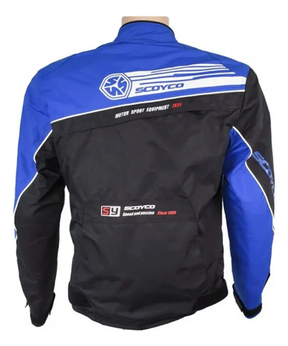 Chaqueta Scoyco Jk31 Moto Urbano Negro Con Azul 2