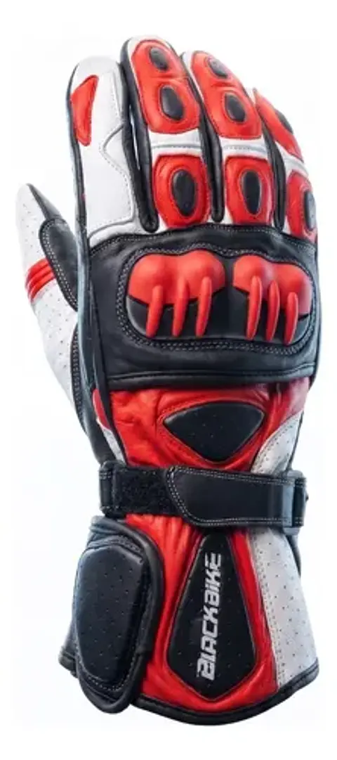 Guantes De Moto Black Bike Cuero Rojo