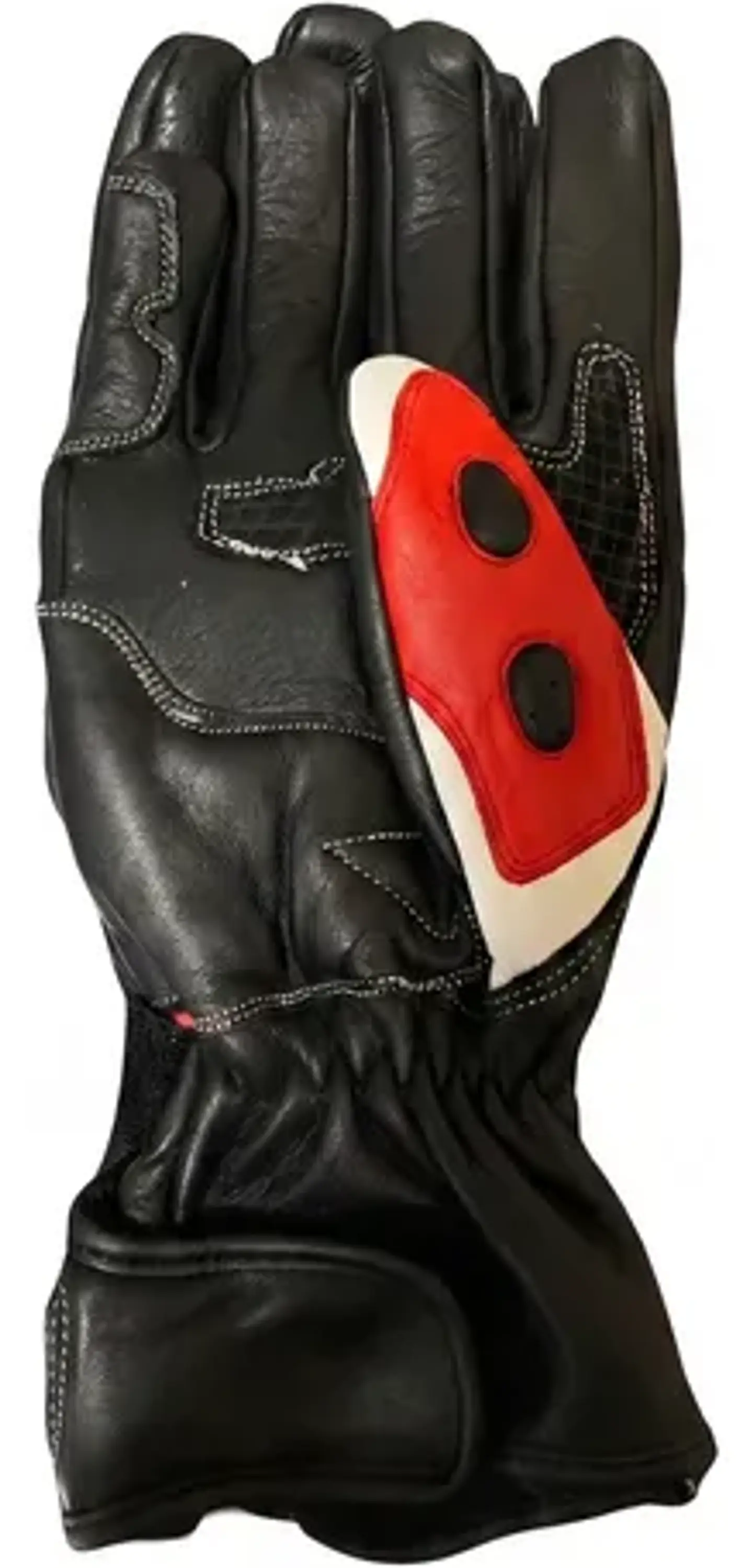 Guantes De Moto Black Bike Cuero Rojo 2