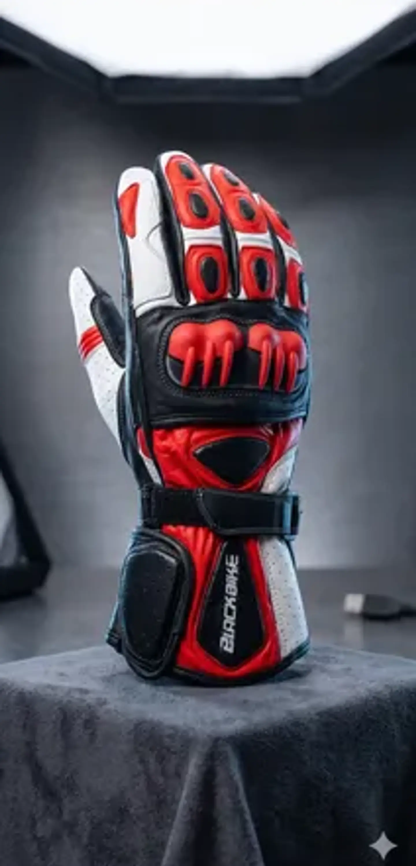 Guantes De Moto Black Bike Cuero Rojo 7