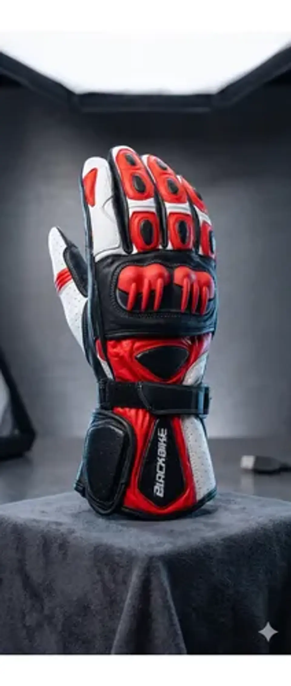 Guantes De Moto Black Bike Cuero Rojo 7