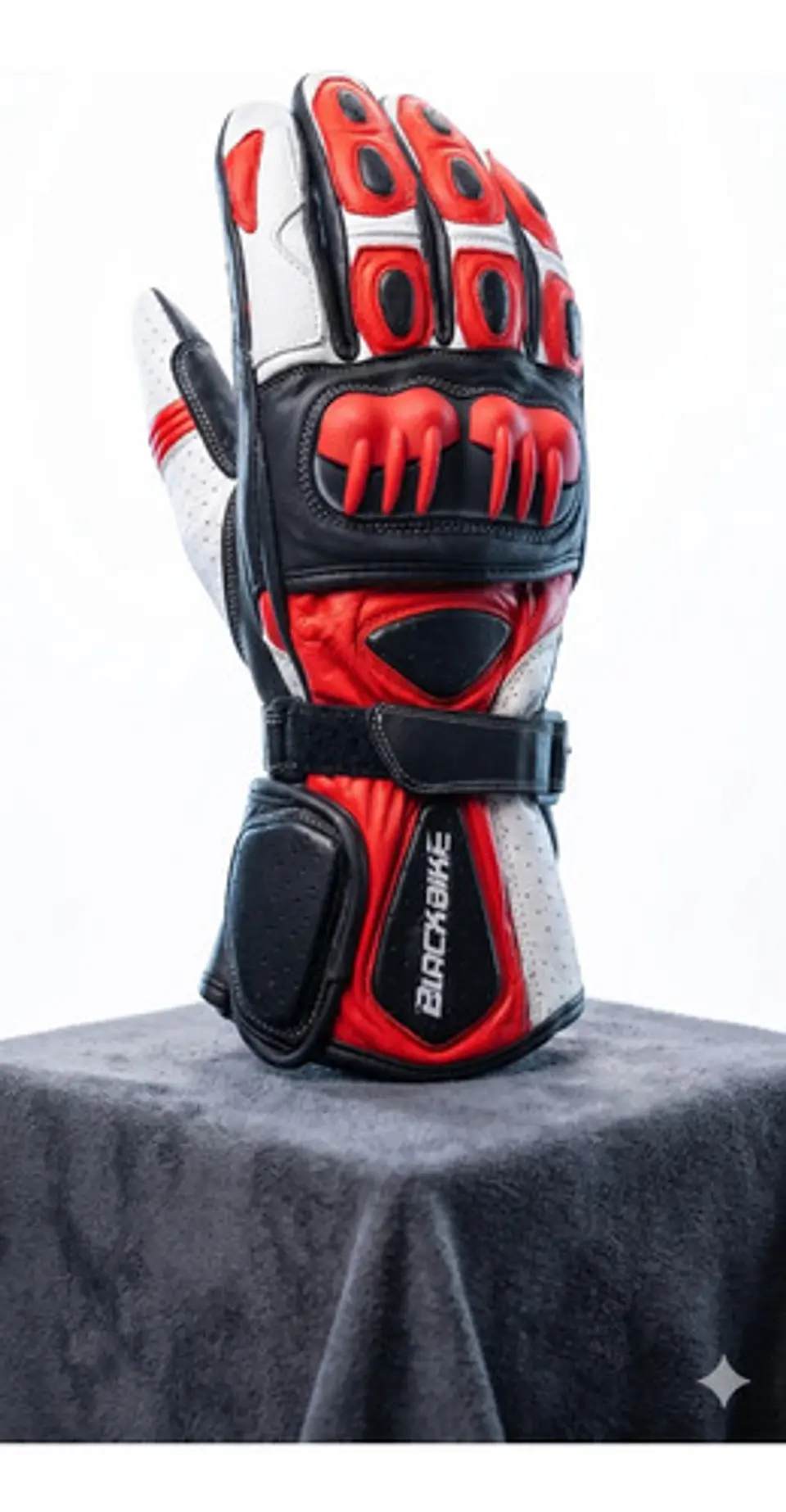 Guantes De Moto Black Bike Cuero Rojo 8