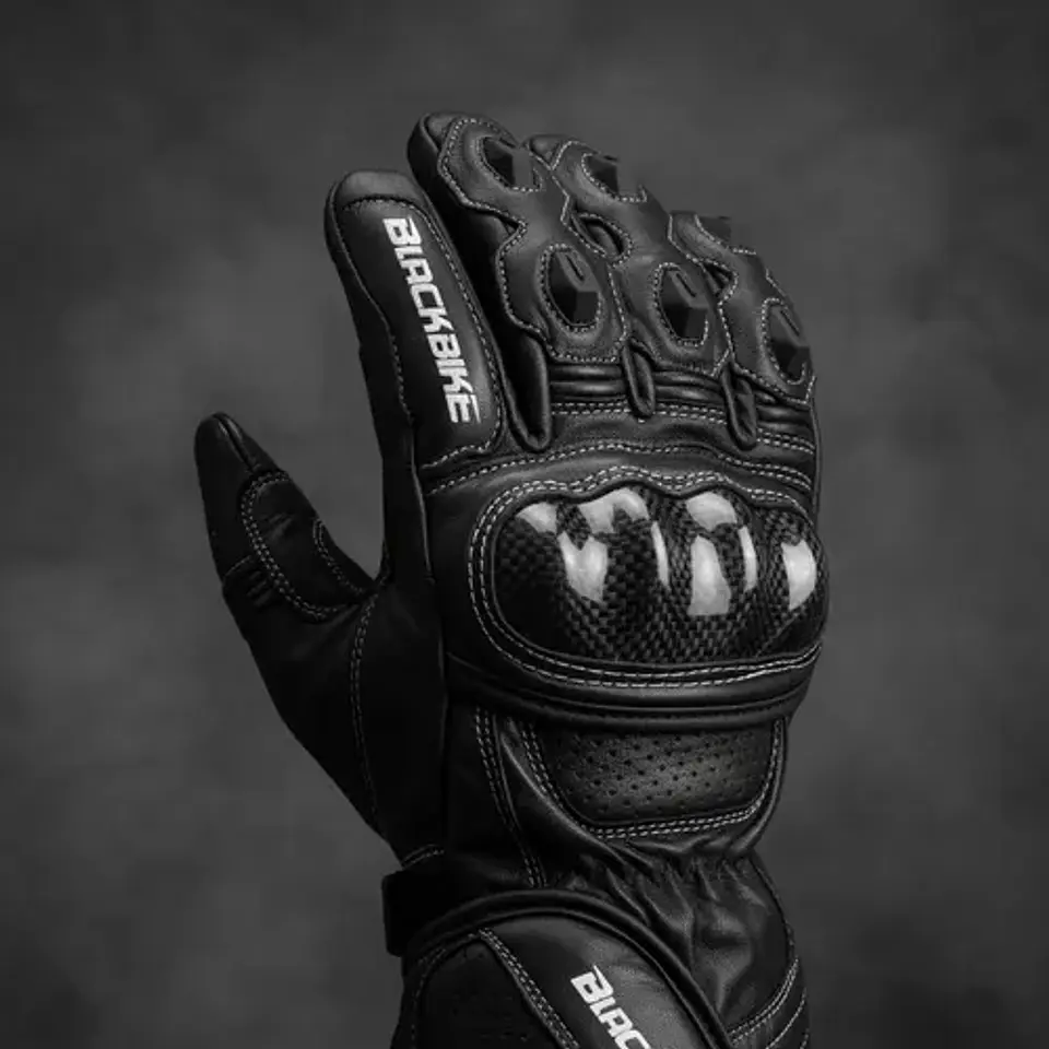 Guantes De Moto Black Bike Cuero Negro 4