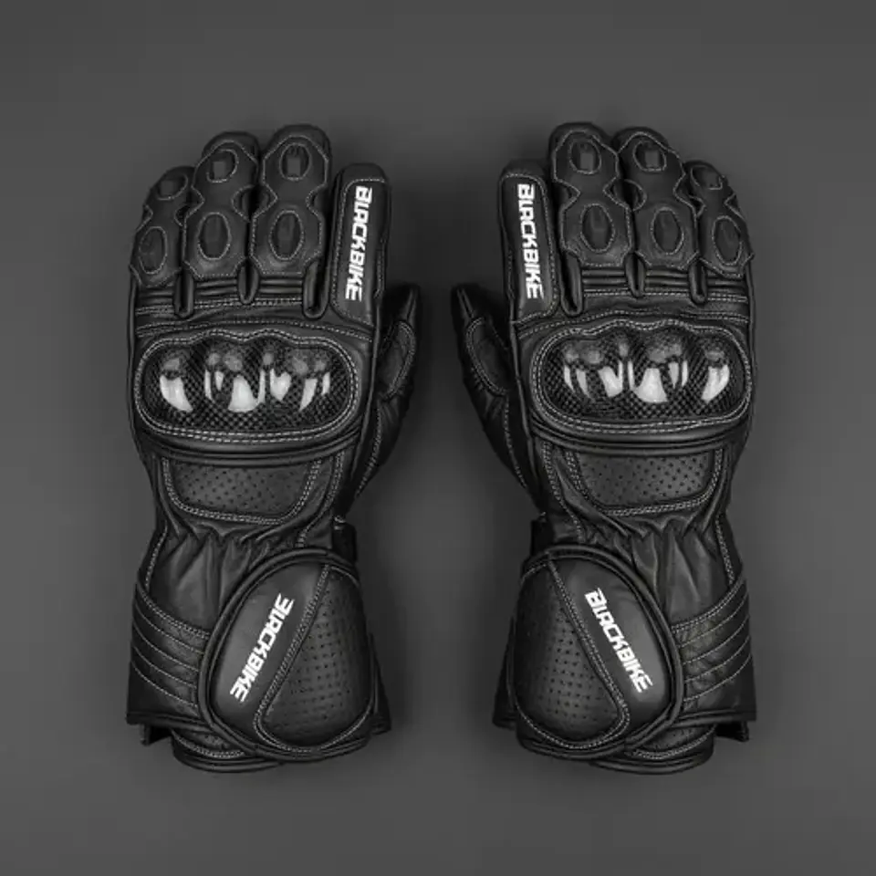 Guantes De Moto Black Bike Cuero Negro 5