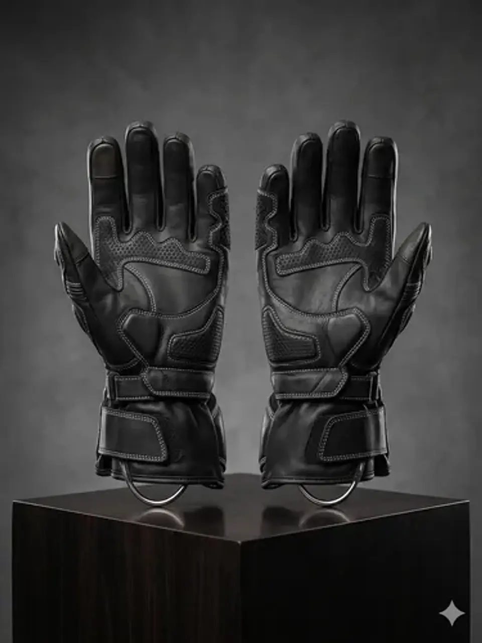 Guantes De Moto Black Bike Cuero Negro 8