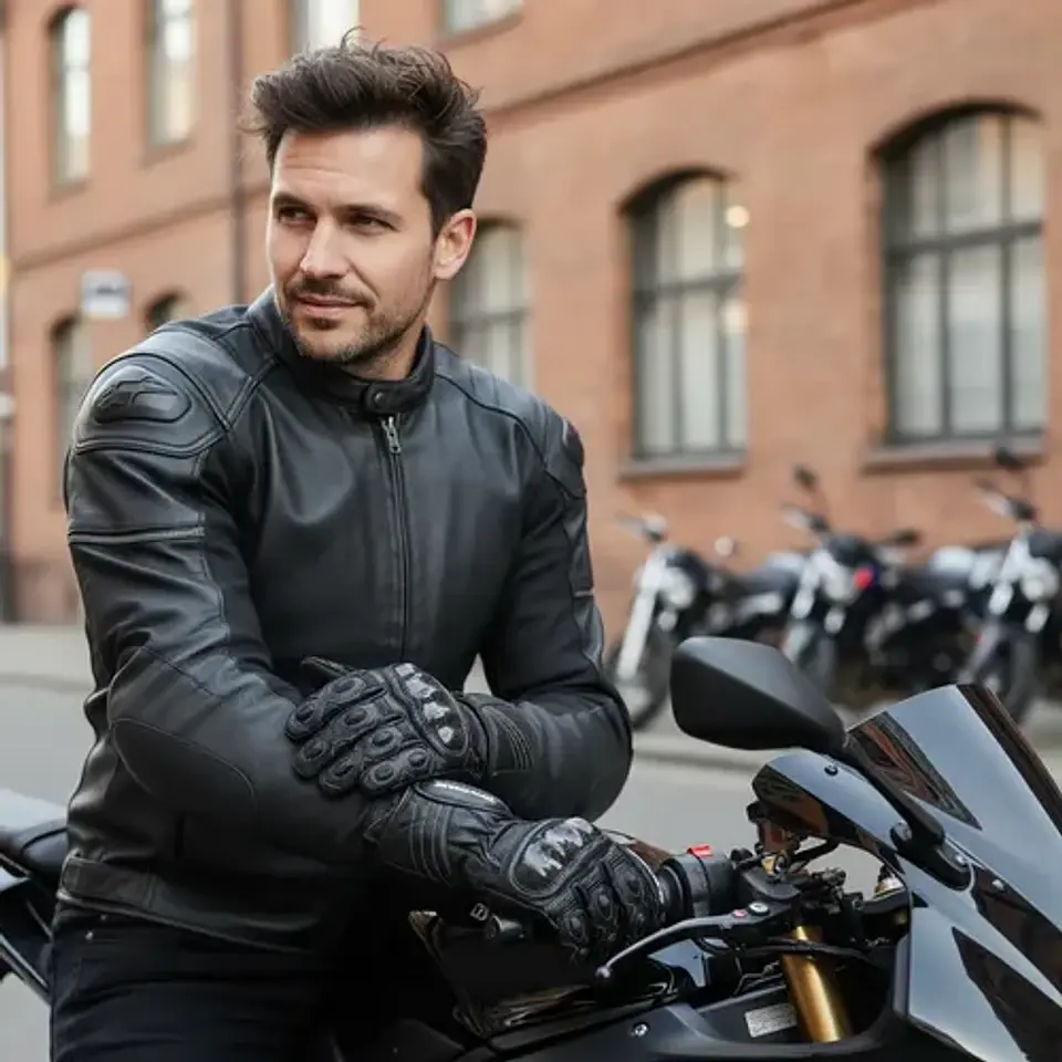 Guantes De Moto Black Bike Cuero Negro 9