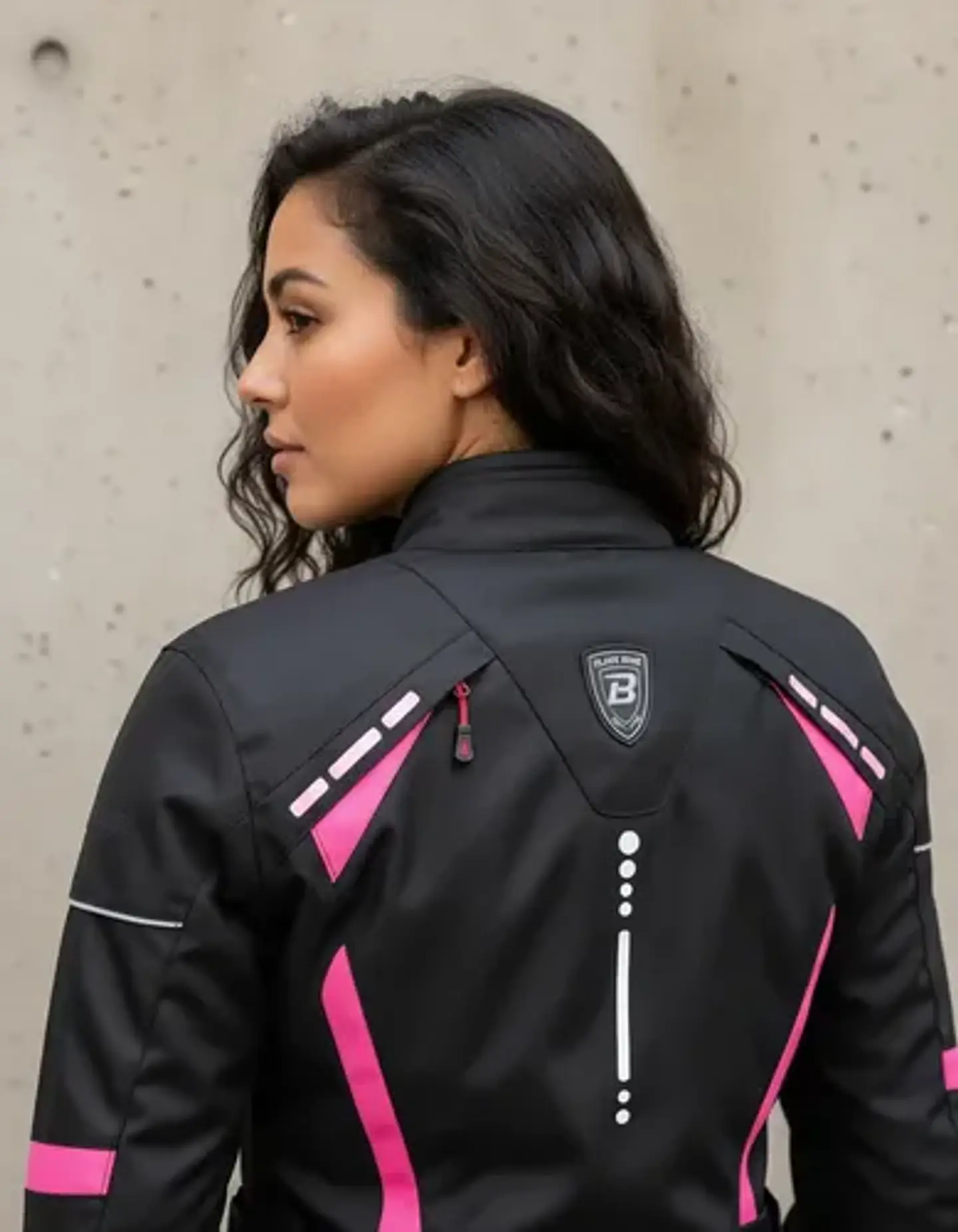 Chaqueta De Moto Black Bike Mujer Waterproof Negro Con Rosa 4