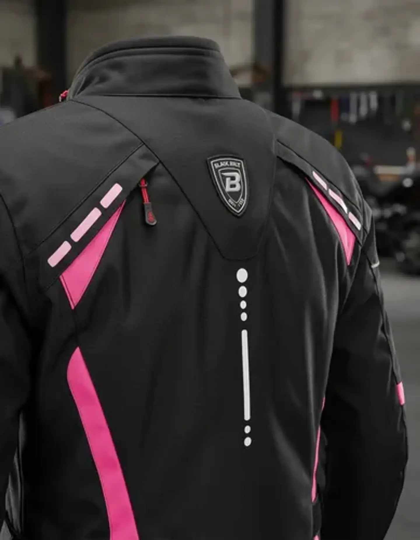 Chaqueta De Moto Black Bike Mujer Waterproof Negro Con Rosa 5