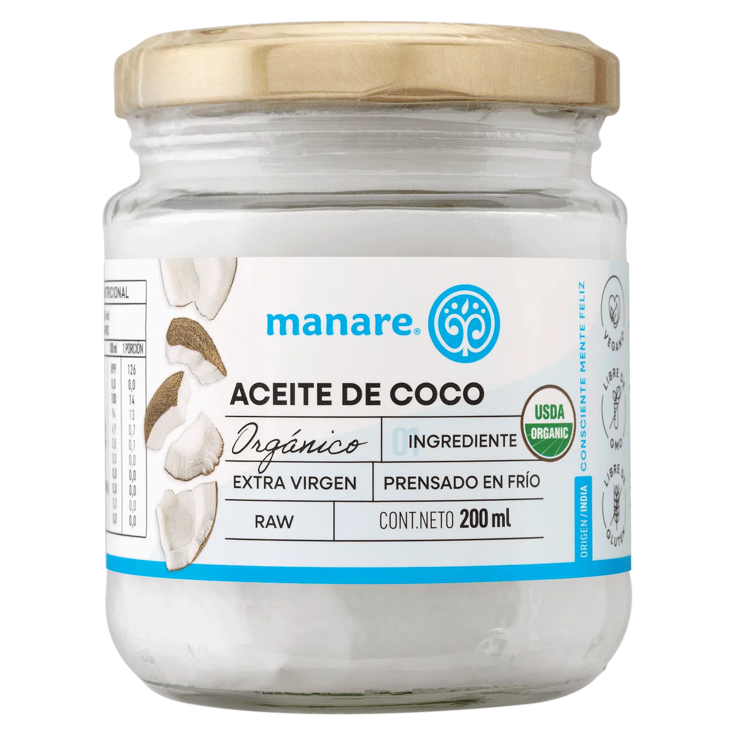 Aceite de coco sin olor y sin sabor (200ml) Manare