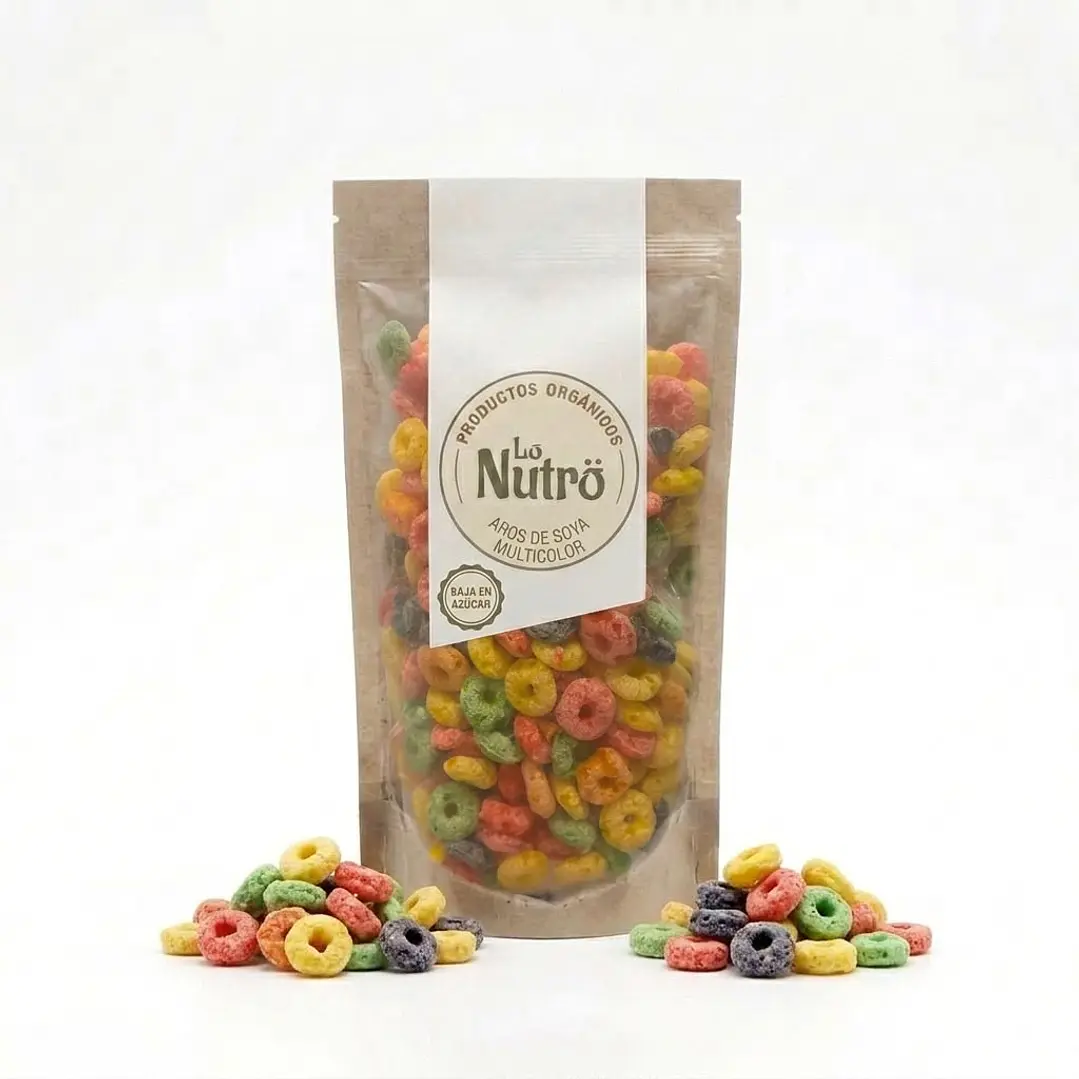 Cereal de aros de soya multicolor Baja en azucar 100g 1