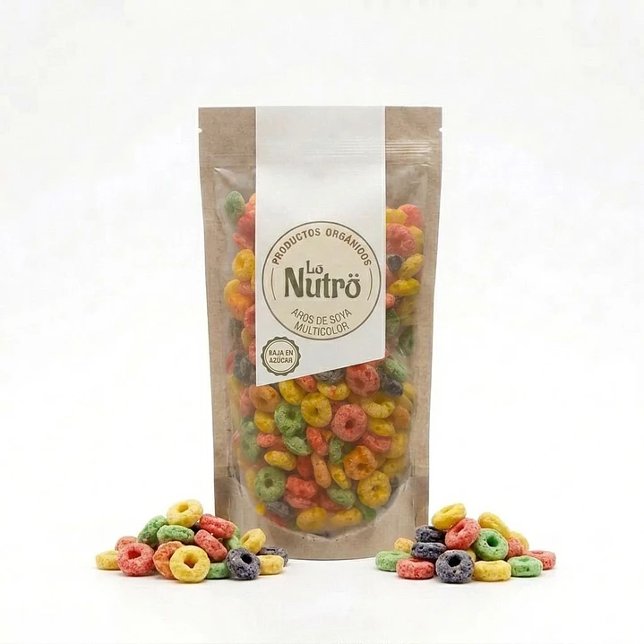 Cereal de aros de soya multicolor Baja en azucar 100g 1